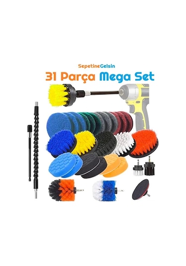 Sepetinegelsin 31 Parça Çok Amaçlı Ev Banyo Ve Oto Matkap Ucu Temizlik Seti