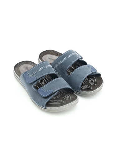 Gezer Naturela Comfort Erkek Yazlık İç Taban Hakiki Deri Çift Cırtlı Ayarlanabilir Rahat Taban Günlü Lacivert