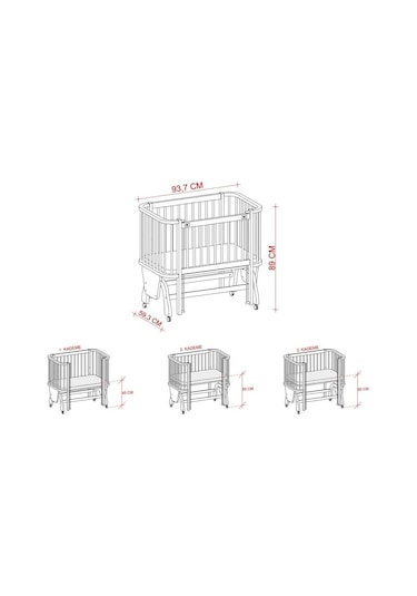 Meltem Kids Mood Sallanır Ahşap Anne Yanı Beşik - 50x90 CM ( Beyaz - Mavi) Mavi