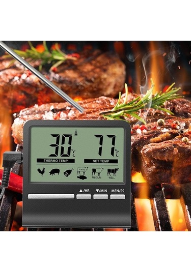 Springsun Siyah Mutfak Yemek Sicaklık Ölçer - Barbekü, Fırın Ve Pişirme İçin Gıda Termometresi