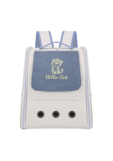 Hangfox Geniş Kapasiteli Su Geçirmez Kanvas Kedi Çantası - Dışarı Çıkışlar İçin Kol/omuz Taşınabilir Sevimli Desenli Evcil Hayvan Çantası Mavi 5025