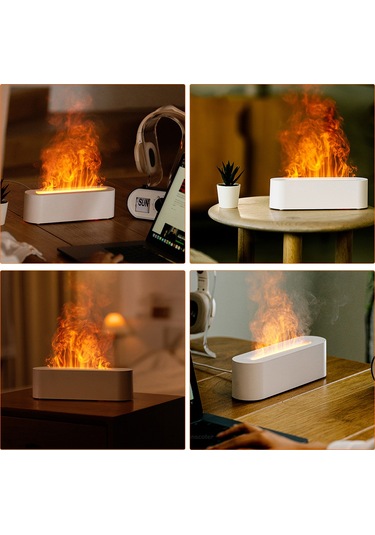 Dianziye Siyah Usb Ev Odası Nemlendirici, 150ml Hacim, 1h/3h/5h Zamanlayıcı, Renkli Alev Işıklı Tablo Üstü Aromaterapi Makinesi