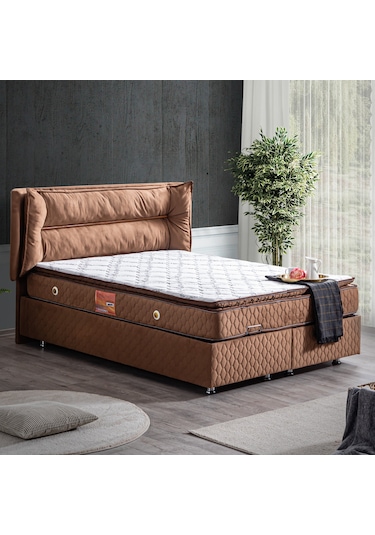 Setaymobilya Baza, Barselona Açık Kahve Baza + Başlık+Real Pedli Yatak