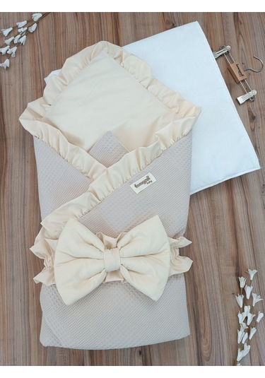 Pike Bebek Battaniyesi Kundağı %100 Pamuklu Çıkarılabilen İç Elyaf Yenidoğan Hastane Çıkışı Sütlü Kahve