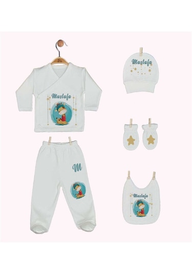 Pia Baby Gl 1934-05 İsme Özel Beşli Zıbın Set Krem
