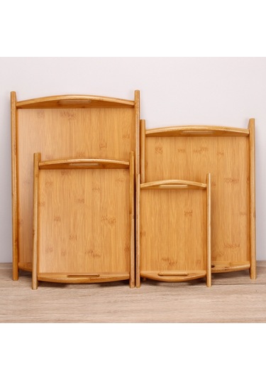 Sones Bambu Binaural Çay Seti Tepsi Ekmek Sergileme Tepsisi, Boyut: 29x20cm Diğer