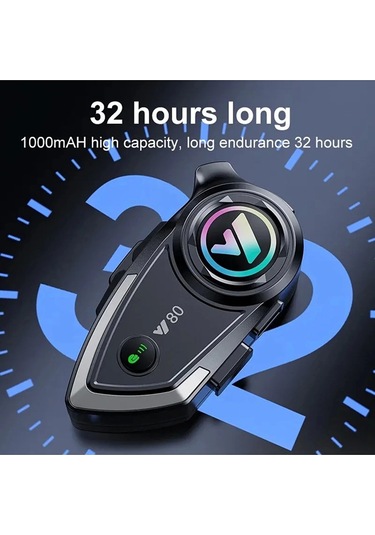 Y80 Motosiklet Kask Kulaklık Intercom Işıklı Motorsiklet Interkom