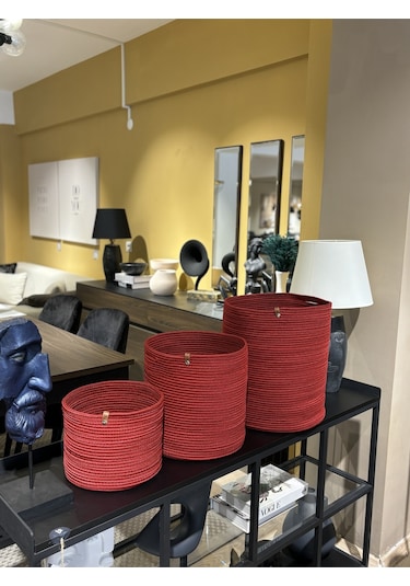 Rover Çok Amaçlı Düzenleyici Sepet, Saksılık, Organizer 3'lü Set Kırmızı