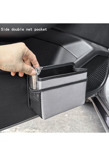 Gri Katlanabilir Çok Amaçlı Araba Çöp Kutusu, Çöp Torbalı Askılı Saklama Kutusu, Ev Ve Ofis İçin Çok Cepli Tasarım