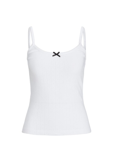 Kadin Streç Kalip Kare Yaka Üst - Lelu - 12272159 Bright White