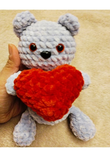 Kadife Kalpli Ayıcık Peluş Örgü Oyuncak Hediyelik Karisik
