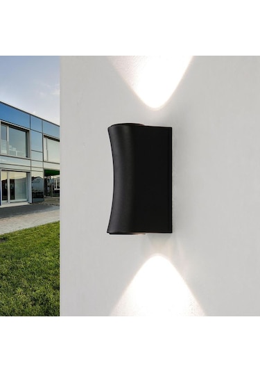 Amber Işık Çift Yönlü Iç Ve Dış Mekan Bahçe Teras Duvar Apliği Siyah