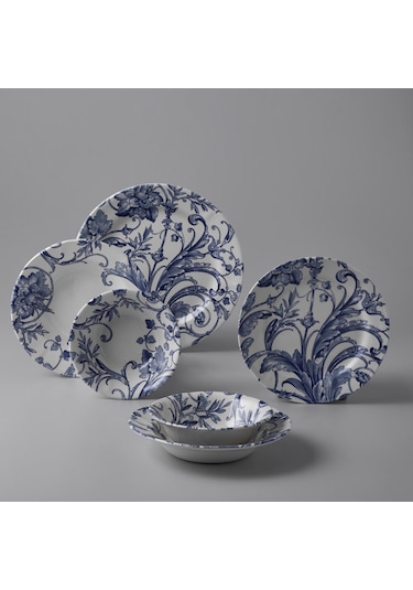 Jumbo New Leaf 24 Parça 6 Kişilik Yemek Takımı Mavi