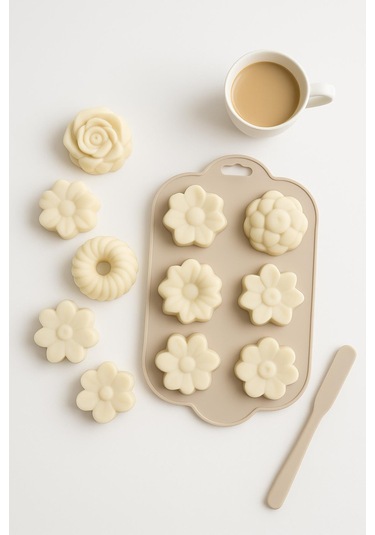 Silikon Kek Ve Çikolata Kalıbı 6 Lı Krem Renk Pasta Tatlı Muffin Kalıbı Mavi