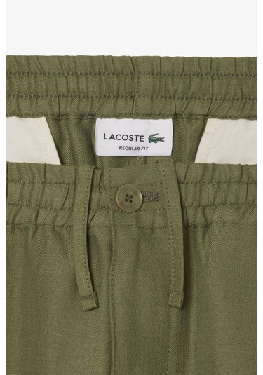 Lacoste Mens Reguler Fit Linen Blend Shorts Erkek Keten Şort Haki