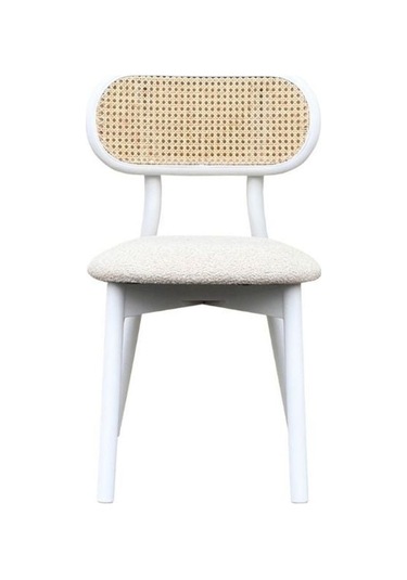 Orpheus Bambu Hasırlı Ahşap Sandalye Beyaz