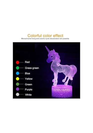 Sones İki Tek Boynuzlu At Şekli Yaratıcı Çatlak Tabanı 3d Renkli Dekoratif Gece Lambası Masa Lambası, Uzaktan Kumanda Versiyonu Çok Renkli