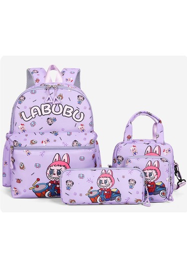 2025 Yeni Büyük Kapasiteli 4 Parçalı Sırt Çantası Mor