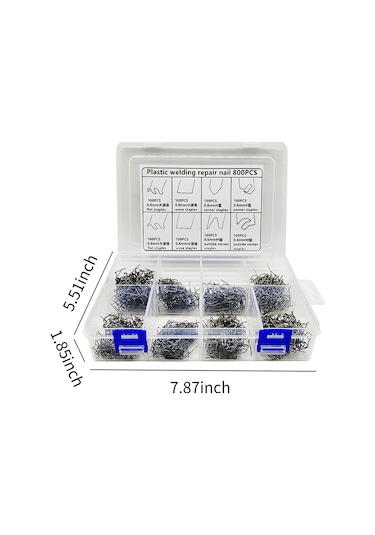 Vkemall 800 Adet 8 Farklı Tip Paslanmaz Çelik Otomobil Tampon Plastik Tamir Kaynak Çivi Seti