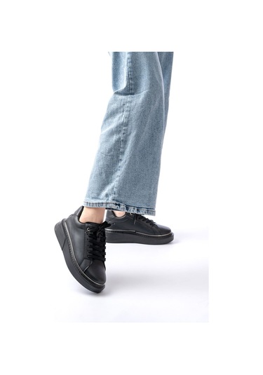 Rs-2435 Siyah Platin Bağcıklı Dikişli Günlük Spor Ayakkabı Beyaz