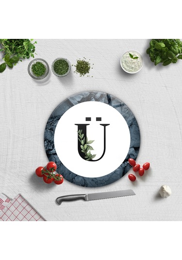 Decorita Cam Kesme Tahtası - Cam Kesme Tablası - Harfli Tasarım Ü Çap 32 CM