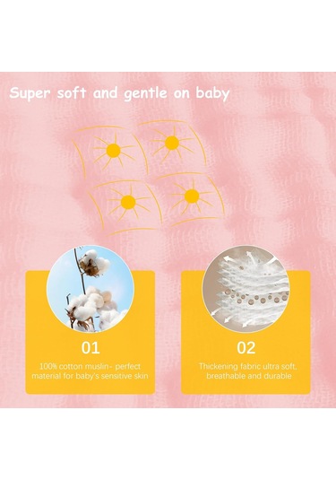 Samdoo Bebe Mucize Muslin Bez Lindikleri 12 Adet - Yumuşak, Cilt Dost, Düşük Tükenmez, Yemek/çocuk Oyunları/ıslak Temizlik İçin Uygun 25x50 Cm Tekli
