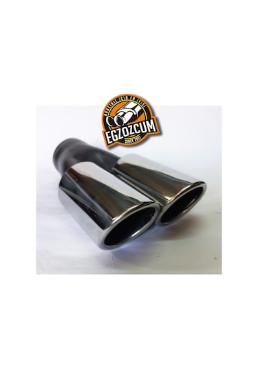 60 Mm. Krom Eğimli Eşit Dual Çift Çıkışlı Paslanmaz Egzoz Eksoz Ucu