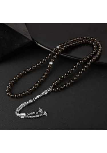 Sertifikalı Dumanlı Kuvars Doğal Taş Tesbih 99luk 6mm