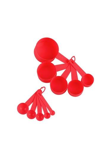 10 Adet/takım Mutfak Ölçüm Kaşığı Ölçüm Kapları Ölçüm Aletleri Taşınabilir Plastik Kahve Şeker Kepçesi Mutfak Aletleri Kırmızı