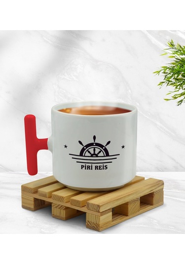 Bk Gift Kişiye Özel Tekne Marin Ve Denizcilik Tasarımlı Kırmızı T Kulplu Middle Kupa-5, Arkadaşa Hediye Kobitmeyencom33402 Bk Gift