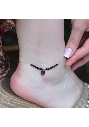 Oniks Taşlı Pul Gümüş Halhal Gümüş