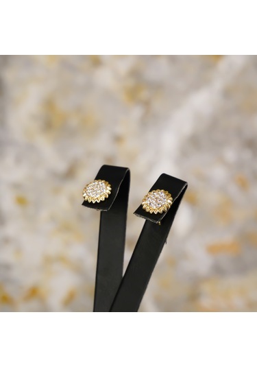 Lekka Design Zirkon Taşlı Kadın Papatya Küpe Altın