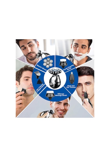 Elektrikli Baş Tıraş Makinesi, Burun Kılları İle 5'i 1 Arada Baş Tıraş Makinesi