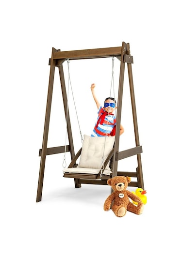 Vendy Çocuk Salıncak Dış Mekan Bahçe, Teras Salıncağı - Ladin Ahşap Krem