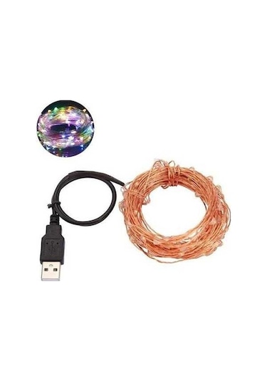 Fastbuy Çok Renkli 5m Su Geçirmez Usb Led Bakır Tel Işıklar Çelenk Dekorasyon Çok Renkli