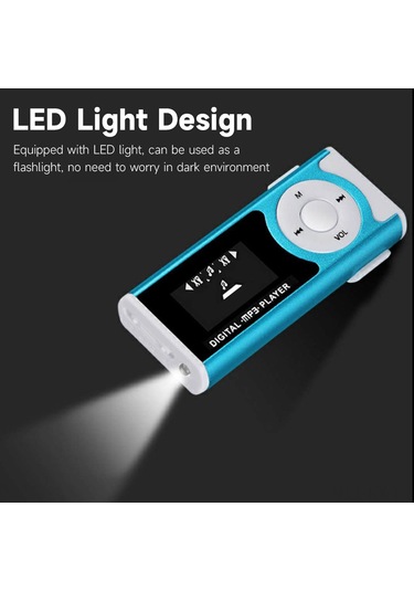 Kangvka Portatif Mp3 Çalar, Tf Kart Desteği 16gb , Mp3/wma Ses Formatı, Led Fener Özelliği, Lcd Ekranlı, Gümüş Renk