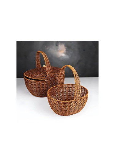 Spt-285 Kucuk Oval Pıknık Sepet Kahverengi