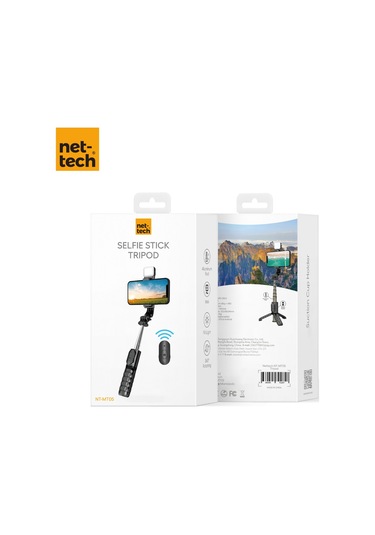 Nettech Nt-mt05 Taşınabilir Selfie Çubuk Işıklı Tripod - Siyah -