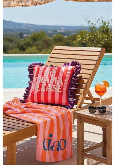 No Drama Please Nakışlı Dekoratif Kırlent Kılıfı Pembe
