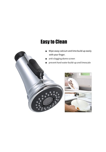 Gajeena G1/2 Bağlantı Krom Kaplama, 2 Fonksiyonlu Akış/sprey Abs Mutfak Fırçası, Geri Akış Engelleyici Valfli Değiştirme Ünitesi Gümüş