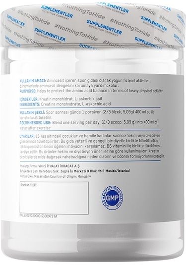 Supplementler Micronized Creatine 255 Gr Aromasız Aromasız