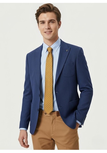 Presto Erkek Slim 6 Drop Örme Torba Cep Ceket Saks Mavi 1639-004a Saks Mavi