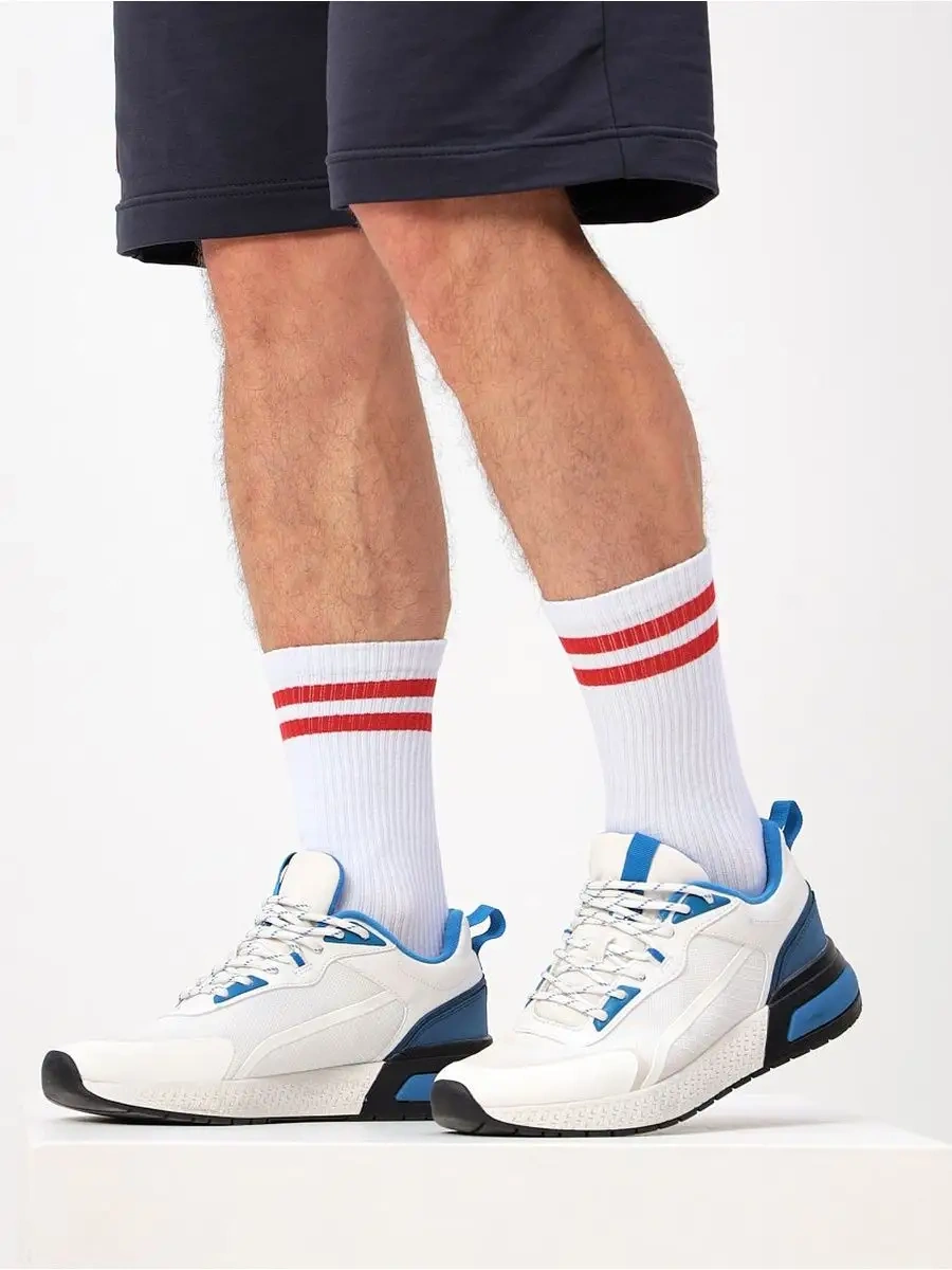 Novomoskovskij Trikotaz Erkek Çorapları 3'lü Set, Yüksek, Düz Renkli, Spor 18317805 Beyaz