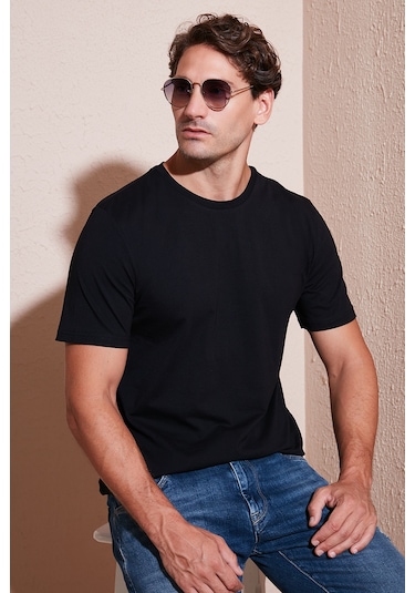 Buratti Pamuklu Regular Fit Bisiklet Yaka Erkek T Shirt 59020204 Siyah