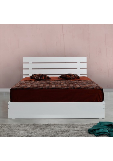 Pasifichome Huga Çift Kişilik Beyaz Karyola 140Cm / 140*190 Başlıklı Karyola