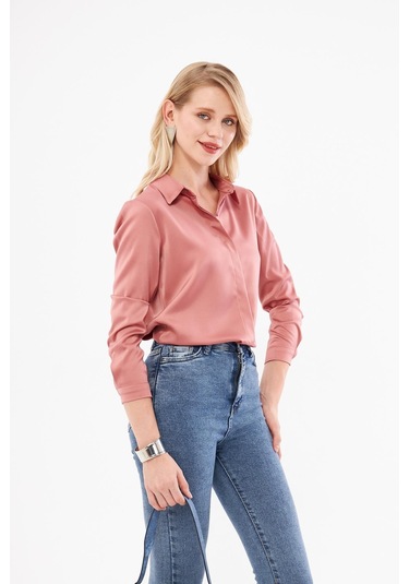 Klasik Saten Gömlek Gül Kurusu GÜL KURUSU