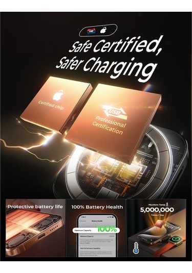 Reedark Magneetikli 2'li Kablosuz Şarj Aleti - İphone Uyumlu, Saat Ve Kulaklık İçin Taşınabilir Tutucu, 15w Hızlı Şarj, Dikey/yatay Konum, Siyah