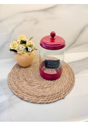 Mdk Dublin Galvaniz Dekorlu Kavanoz Kırmızı