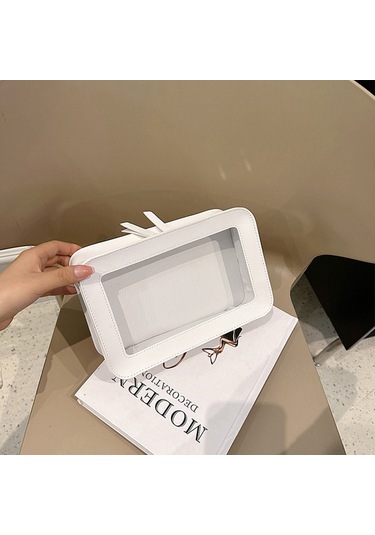 Ruicoo Beyaz Şeffaf Make-up Çantası - Büyük Kapasiteli Makyaj Organizerı - Taşınabilir & Şık El Çantası