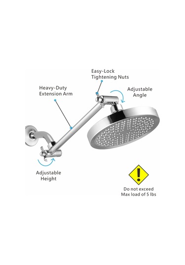 Tenfowee 11 İnç Brons Şov Arm Uzatıcı, 180 Derece Ayarı, Polislenmiş Krom, Ev/ Otel Uyumlu, Kolaysan Kurulum, G1/2 Bağlantı Gümüş